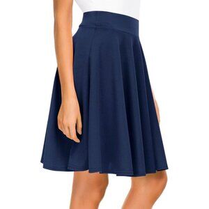 Urban CoCo Women's Basic Navy Textured Midi Skirt, Flared High Waist. Size M